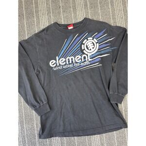 Element Shirt Men's Medium Black Vtg Y2K Long‎ Sleeve Spell Out Skater Hang Tag